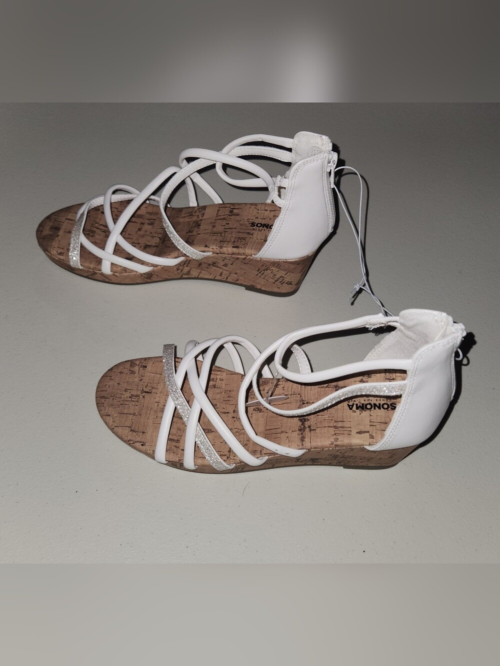 SONOMA White Strappy Wedge Cork Insole Women's Sandals Size 5